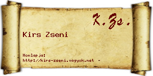 Kirs Zseni névjegykártya